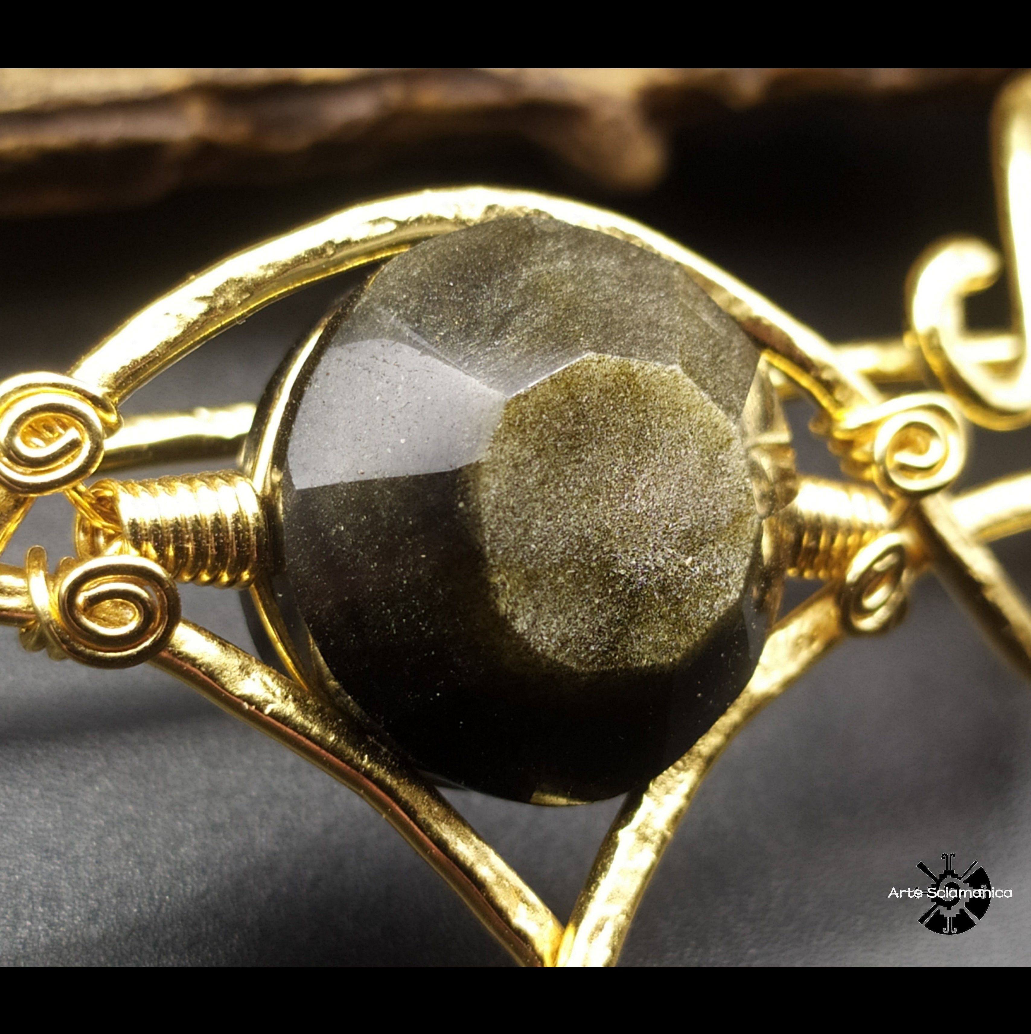 Spillone con ossidiana dorata