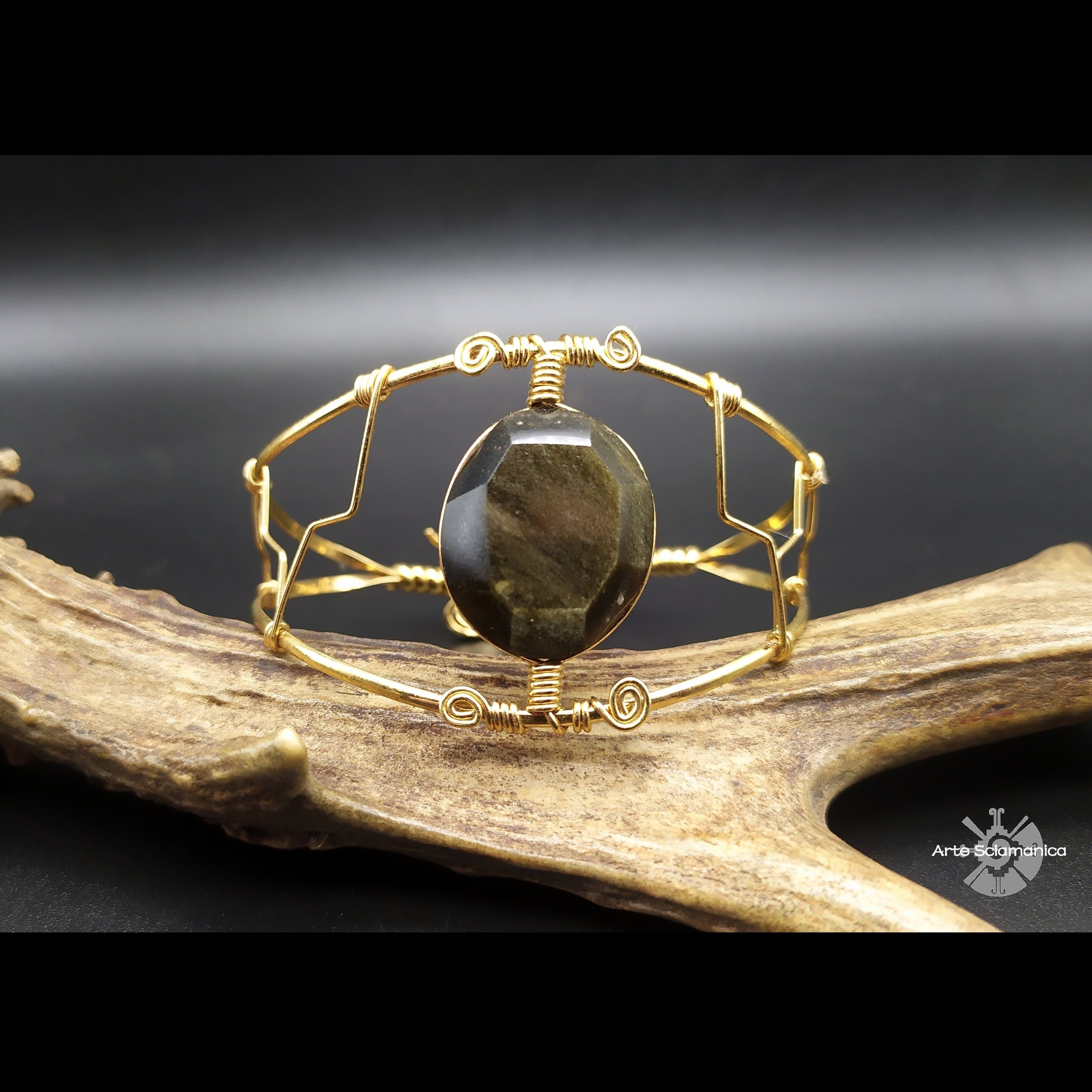 Bracciale con ossidiana dorata