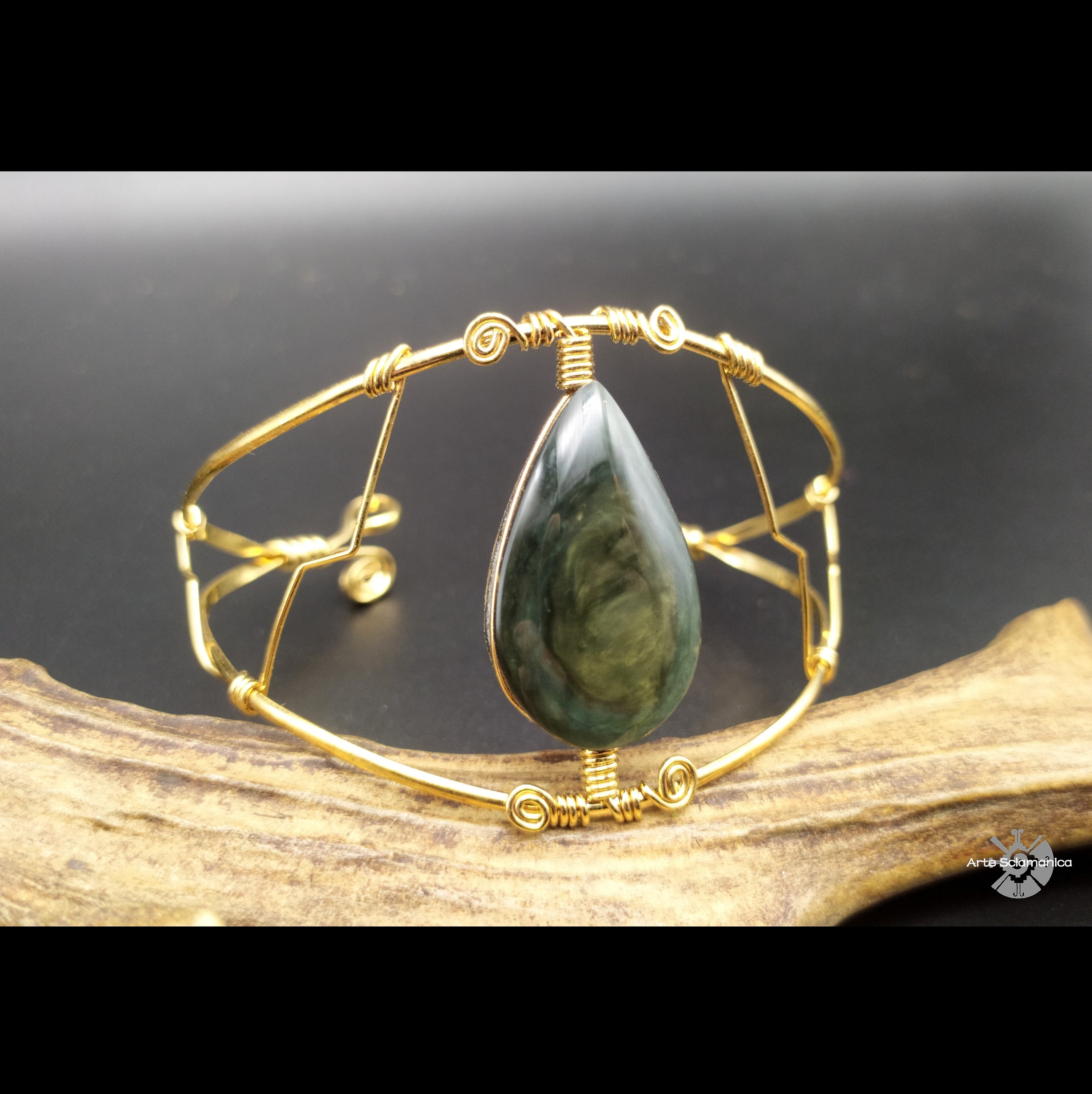 Bracciale con ossidiana "mano huichol"