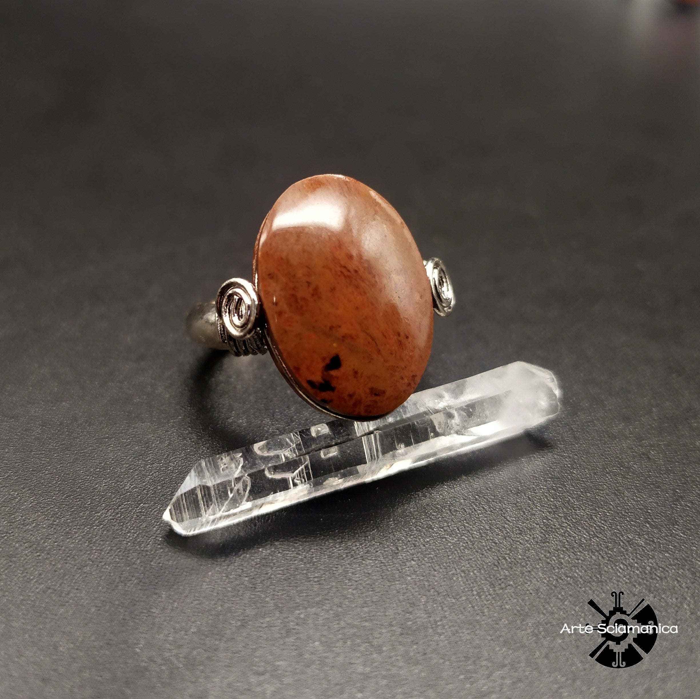 Anello con ossidiana mogano