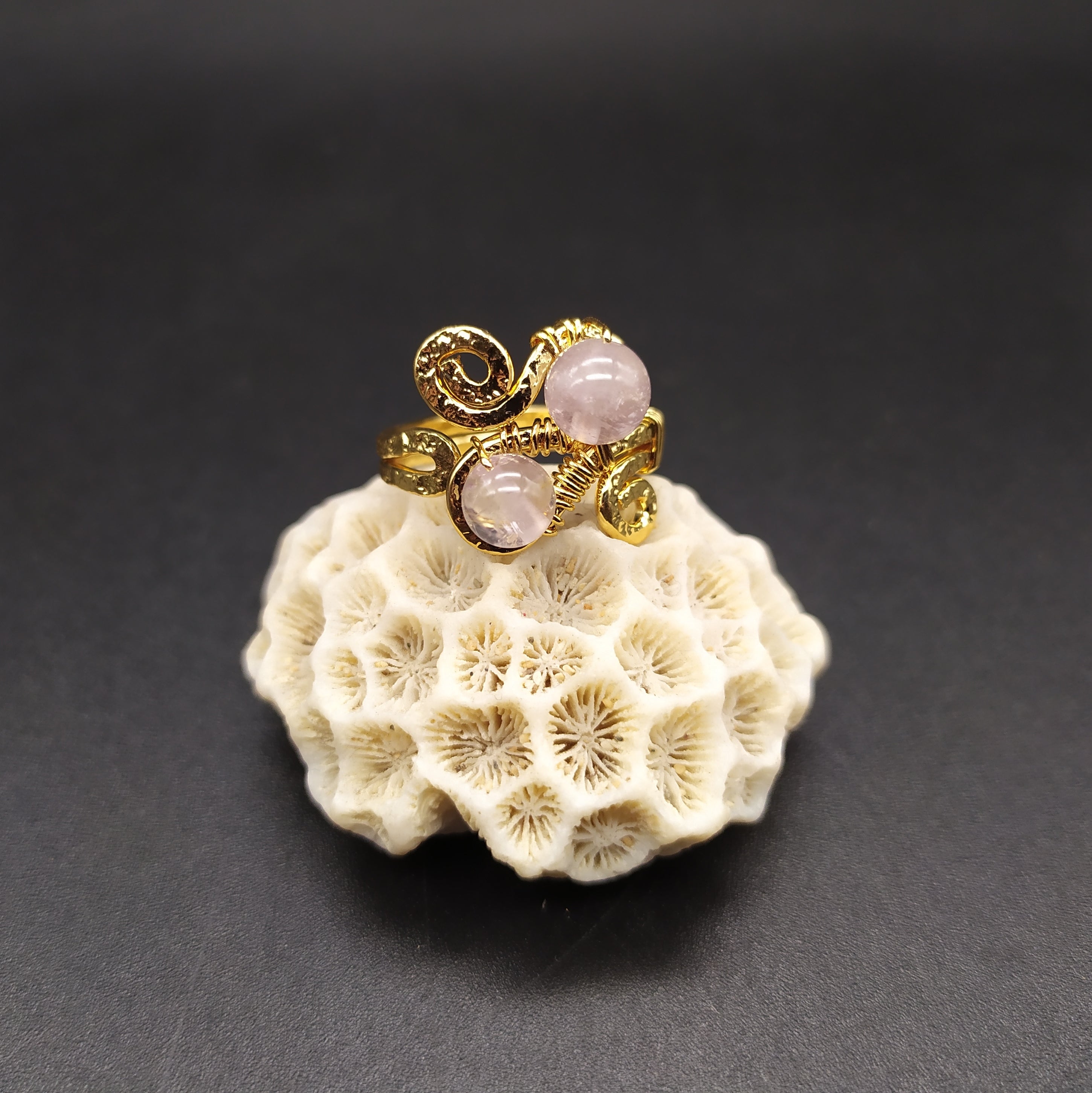 Anello con quarzo ametista