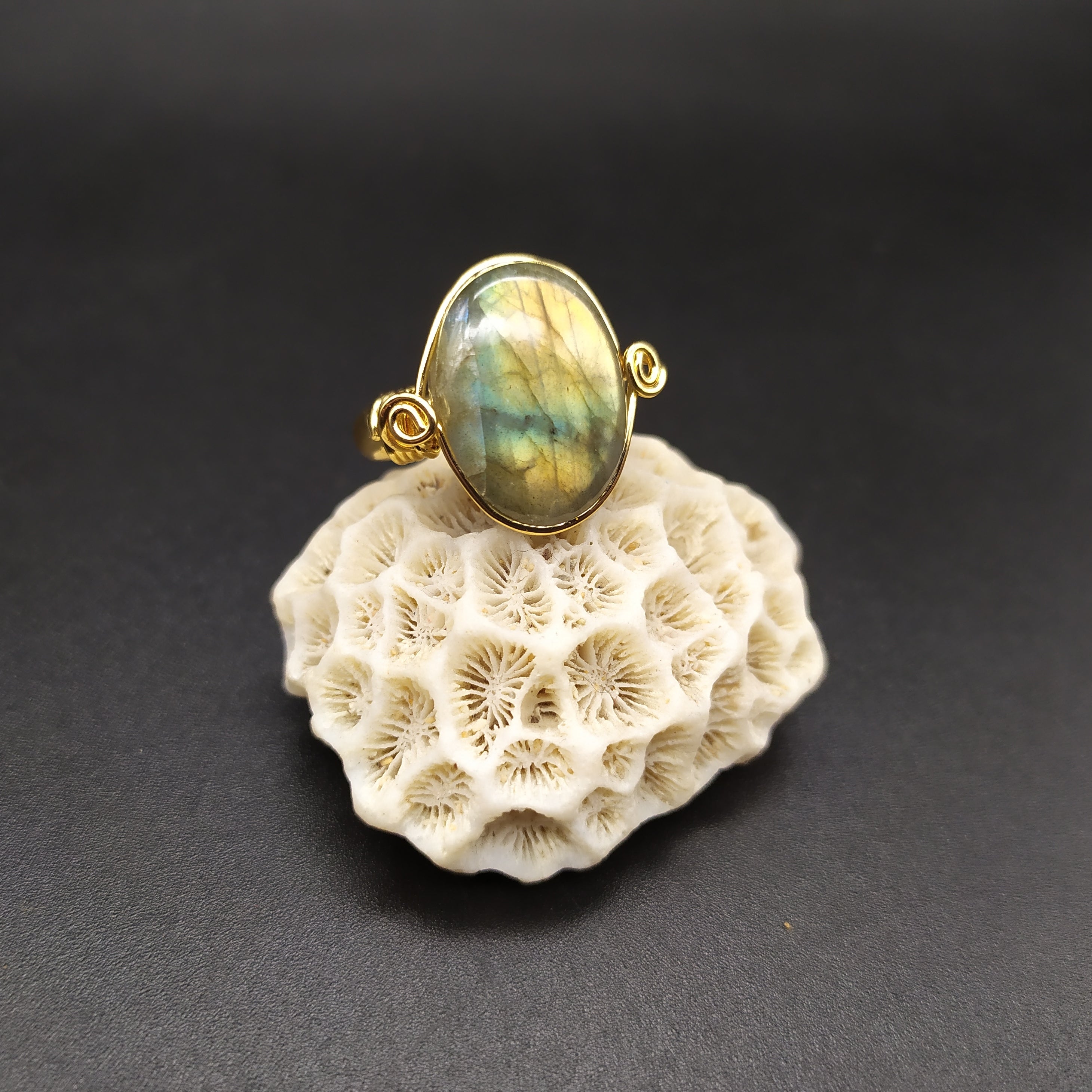 Anello con labradorite sunset